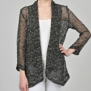 Katie Todd 3/4 Sleeve Mesh Cardigan black
